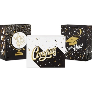 Hallmark 13″ Large Graduation Gift Bags (3 Bags: Way to Go, Woo Hoo!, Congrats) for High School, College, Kindergarten, 8th Grade and More