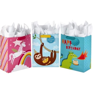Hallmark 13″ Large Kids Birthday Gift Bags Assortment with Tissue Paper – Sloth, Dinosaur, Unicorn (Pack of 3 Gift Bags, 9 Sheets of Tissue Paper)(Unicorn  Sloth  Dinosaur)