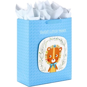 Hallmark 15″ Extra Large Gift Bag with Tissue Paper – Blue Polka Dots and Bow for Baby Showers, Birthdays, Bridal Showers and More(Sweet Little Prince)