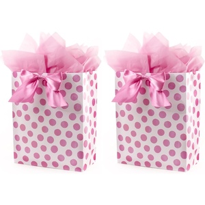 Hallmark 15″ Extra Large Gift Bag with Tissue Paper (Pink Polka Dots and Bow) for Birthdays, Easter, Baby Showers, Bridal Showers, Any Occasion(1 sheet (Pack of 2))