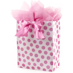 Hallmark 15″ Extra Large Gift Bag with Tissue Paper (Pink Polka Dots and Bow) for Birthdays, Easter, Baby Showers, Bridal Showers, Any Occasion(1 sheet (Pack of 1))