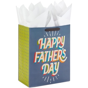 Hallmark 17″ Extra Large Father’s Day Gift Bag with Tissue Paper (Orange, Yellow, Blue Plaid) for Dads, Grandpas, Uncles(Gray)