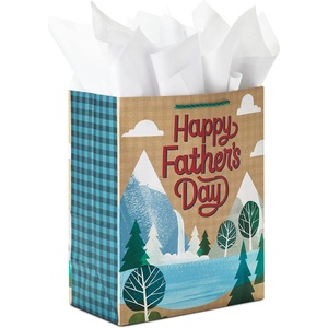 Hallmark 17″ Extra Large Father’s Day Gift Bag with Tissue Paper (Orange, Yellow, Blue Plaid) for Dads, Grandpas, Uncles(Woodsy Outdoors)