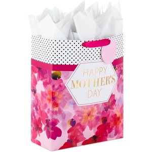 Hallmark 17″ Extra Large Mother’s Day Gift Bag with Tissue Paper and Gift Tag (Pink Cut-Out Heart) for Mom, Grandmother, Nana, Gigi(Floral with Dots)