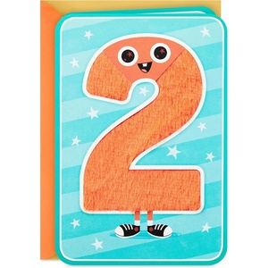 Hallmark 4th Birthday Card for Kids (Fuzzy Number)(2 Year Old)