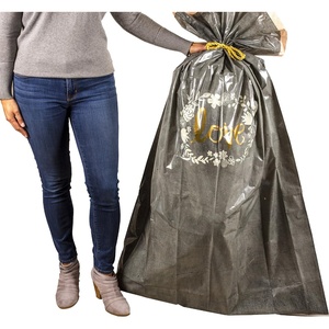 Hallmark 56″ Large Plastic Gift Bag (Gold Love, White Flowers) for Engagement Parties, Bridal Showers, Weddings and More