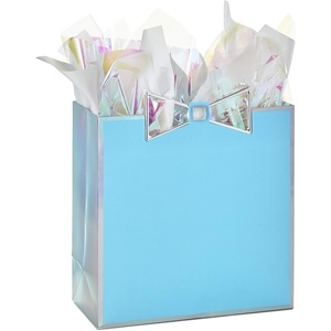 Hallmark 7″ Medium Horizontal Gift Bag with Tissue Paper (Happy Ever After) for Weddings, Engagements, Bridal Showers(Blue)