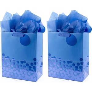 Hallmark 9″ Medium Gift Bag with Tissue Paper (Blue Foil Stripes) for Hanukkah, Christmas, Father’s Day, Graduations, Birthdays, Baby Showers and Weddings(1 Count (Pack of 2))