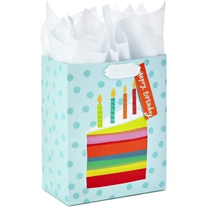 Hallmark 9″ Medium Gift Bag with Tissue Paper (Rainbow Cake Slice) for Birthdays(3 count (Pack of 1))