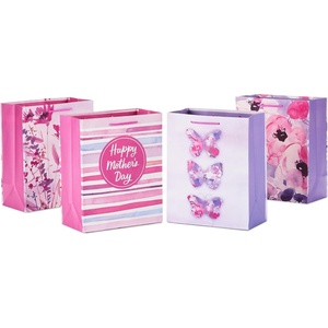 Hallmark 9″ Medium Mother’s Day Gift Bag Bundle (4 Bags: Florals, Wildflowers, “Happy Mother’s Day,” Butterflies) for Moms, Grandmothers, Sisters, Baby Showers(Floral  Butterflies  Stripes)