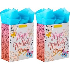 Hallmark 9” Medium Mother’s Day Gift Bag with Tissue Paper (Pastel Butterflies, Watercolor, Happy Mother’s Day) for Mom, Grandma, Sister, Nana, Gigi, (5WDB6116)(1 Count (Pack of 2))