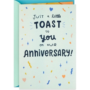 Hallmark Anniversary Card for Husband, Wife, Boyfriend, Girlfriend (Toast to You)(Light Green)