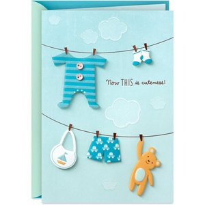 Hallmark Baby Shower Card for Boy (Blue, Now This is Cuteness) Welcome New Baby Boy, Congratulations