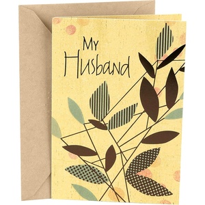 Hallmark Birthday Card for Husband (Brown and Blue Floral)(Branches and Leaves)