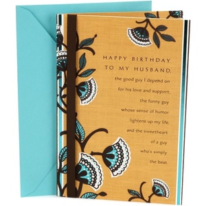 Hallmark Birthday Card for Husband (Brown and Blue Floral)(Brown and Blue Floral)