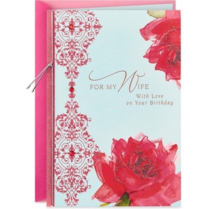 Hallmark Birthday Card for Wife (Roses with Pattern)(For My Wife)