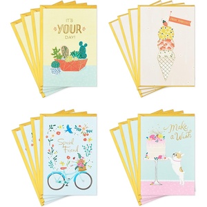 Hallmark Birthday Cards Assortment, 16 Cards with Envelopes (Bicycle, Cactus, French Bulldog, Ice Cream)(Bicycle  Cactus  French Bulldog  Ice Cream)