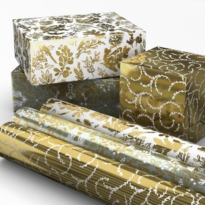 Hallmark Birthday Wrapping Paper Mini Rolls, 3-Pack (Rainbow Block Letters, Stripes, Exclamation Points) for Birthdays, Graduations, Celebrations, Any Occasion – 45 Sq. Ft. Total(Shiny Gold Filigree and Foliage)