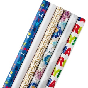 Hallmark Birthday Wrapping Paper Rolls for Graduation, Wedding, Baby Shower, Bridal Shower – Floral, White and Gold & Polka Dot Gift Wrap Paper (Set of 6 Assorted Rolls: 180 sq. ft. ttl.)(6 Large Rolls)