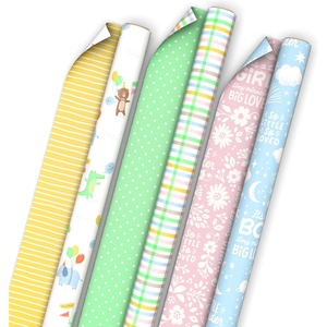 Hallmark Birthday Wrapping Paper Rolls for Wedding, Baby Shower, Easter, All Occasion – Flowers, Balloons, Pastel Plaid Gift Wrap Paper (Set of Assorted 6 Rolls: 180 sq. ft. ttl.)(Reversible Baby)