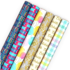 Hallmark Birthday Wrapping Paper Rolls for Wedding, Baby Shower, Easter, All Occasion – Flowers, Balloons, Pastel Plaid Gift Wrap Paper (Set of Assorted 6 Rolls: 180 sq. ft. ttl.)(All Occasions Assortment)