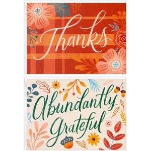Hallmark Fall Floral Thank You Note Card Assortment (50 Cards with Envelopes) for Weddings, Teachers, Clergy, Bosses, Thanksgiving