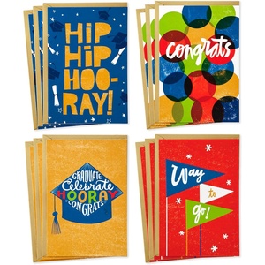Hallmark Graduation Cards Assortment (12 Cards with Envelopes, 4 Designs) Congrats, Way to Go, Hip Hip Hooray, Grad Cap(Congratulations)