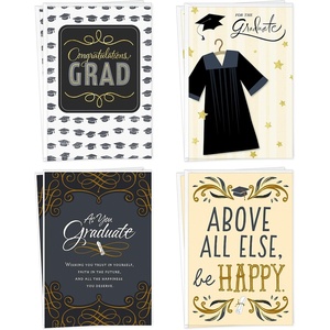 Hallmark Graduation Cards Assortment, Gold Foil Neutrals (16 Cards and Envelopes, 4 Designs)(Gold  Black and Ivory)