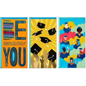 Hallmark Graduation Cards Assortment, Hats Off (6 Cards with Envelopes, 2 Designs)(Be You  3 Money Holder Cards)