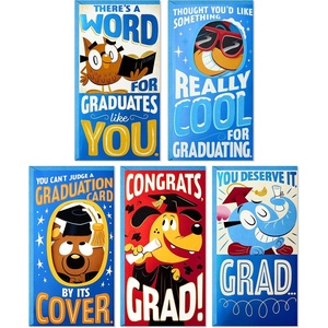 Hallmark Graduation Money Holders or Gift Card Holders Bulk Assortment, Hats Off (36 Greeting Cards with Envelopes, 6 Designs)(Funny Animals)