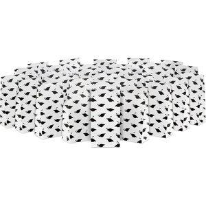 Hallmark Graduation Party Favor and Wrapped Treat Bags (30 Count; White with Black Mortarboards) for Grad Gifts, Open Houses, Gift Cards(Black  White)