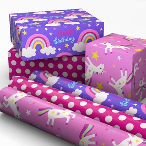Hallmark Kids Birthday Wrapping Paper Mini Rolls, 3-Pack (Unicorns, Rainbows on Purple, Pink with White Polka Dots) for Birthday Parties, Easter, Baby Showers, Any Occasion – 60 Sq. Ft. Total(Unicorns  Rainbows  Polka Dots (3 Mini Rolls))