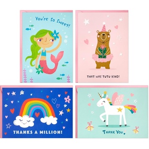 Hallmark Mermaid and Unicorn Thank You Note Assortment (24 Blank Cards with Envelopes) for Kids, Grandchildren, Students(Mermaid and Unicorn)