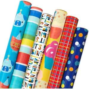 Hallmark Navy Blue and Gold Wrapping Paper Rolls for Graduation, Birthday, Wedding, Father’s Day, All Occasion – Metallic Striped and Geometric Gift Wrap Paper (Set of 3 Rolls: 105 sq. ft. ttl.)(Cats and Dogs  Stripes  Cupcakes  Grid  Polka Dots)