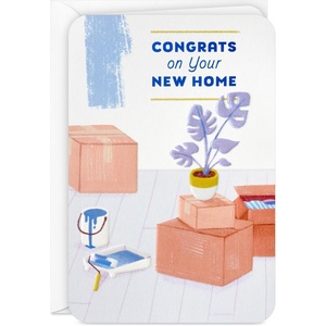 Hallmark New Home Greeting Card (Boxes, Paint and Plants) Housewarming Card for Friends, Siblings, Coworkers, Relatives(Paint and Plants)