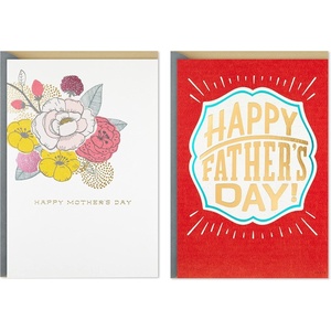 Hallmark Pack of 1 Mothers Day Card and 1 Fathers Day Card (A Day As Wonderful As You, Amazing Dad)(Mother’s Day and Father’s Day Pack)