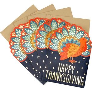 Hallmark Pack of Thanksgiving Cards, Close in Thought and Heart (10 Cards with Envelopes)(Colorful Turkey)
