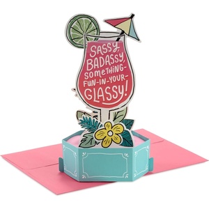 Hallmark Paper Wonder Funny 3D Pop Up Card (Sassy Drink) for Birthday, Bachelorette Party, Graduation, Congratulations, Promotion