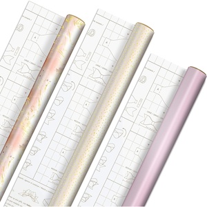 Hallmark Pink and Gold Wrapping Paper Roll Bundle with DIY Bow Templates on Reverse (3-Pack: 75 sq. ft. ttl) for Valentines Day, Birthdays, Weddings, Bridal Showers, Crafts(Pink and Gold)