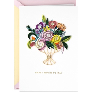 Hallmark Signature Paper Craft Flowers Displayable Bouquet Mothers Day Card for Mom (1499MBC1027)(Quilled Flowers  How Much You Mean)