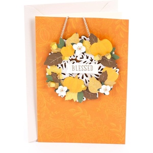 Hallmark Signature Studio Thanksgiving Card (Fall Flowers)(Removable Wreath Ornament)