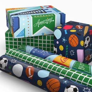 Hallmark Sports Wrapping Paper Mini Rolls, 3-Pack (Pennants, Green Grid, Basketball, Baseball, Football) for Birthdays, Graduations, Father’s Day, Any Occasion – 60 Sq. Ft. Total(Sports (3 Mini Rolls))