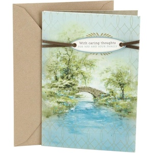 Hallmark Sympathy Card for Anniversary of Death (Caring Thoughts Never Stopped) for Widow, Widower, Friend(For You and Your Family)