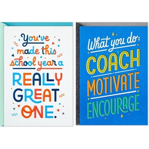 Hallmark Teacher Appreciation Cards Assortment for Preschool, Kindergarten, Elementary School, Graduation or Back to School (10 Cards and Gift Card Holders with Envelopes) (2299GMR7267)(For Teacher and Coach  2 Cards with Envelopes)