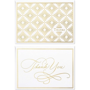Hallmark Thank You Cards Assortment, Gold Foil Scroll (50 Thank You Notes with Envelopes for Wedding, Bridal Shower, Baby Shower, Business, Graduation)(Gold Foil Scroll)
