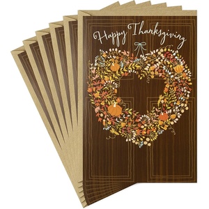 Hallmark Thanksgiving Cards (4 Cards with Envelopes, Single Design) Gatherings & Gratitude(Rustic Wreath)