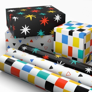 Hallmark Wrapping Paper Mini Rolls, 3-Pack (Checkered, Triangles, Starbursts) for Birthdays, Graduations, Mother’s Day, Father’s Day, Any Occasion – 45 Sq. Ft. Total(Checkered  Triangles  Starbursts)