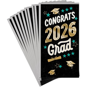 Hallmark Year-Dated Graduation Money Holder Cards, Congrats 2026 Grad (10 Cards with Envelopes) Black, Blue, Gold Foil(Class of 2026)