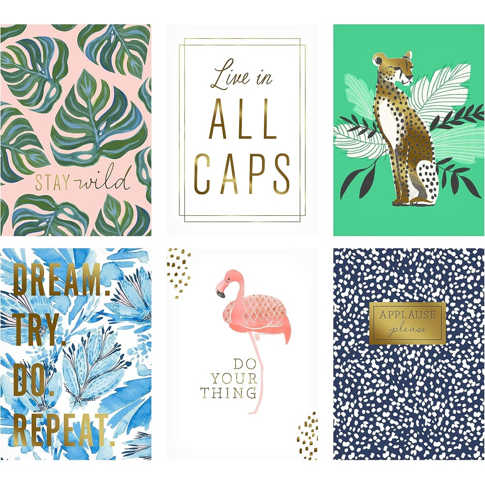 image:imageHallmark Framable Postcards Colorful Prints 6 Flat Panel Blank Cards Flamingo Cheetah Monstera Leaves