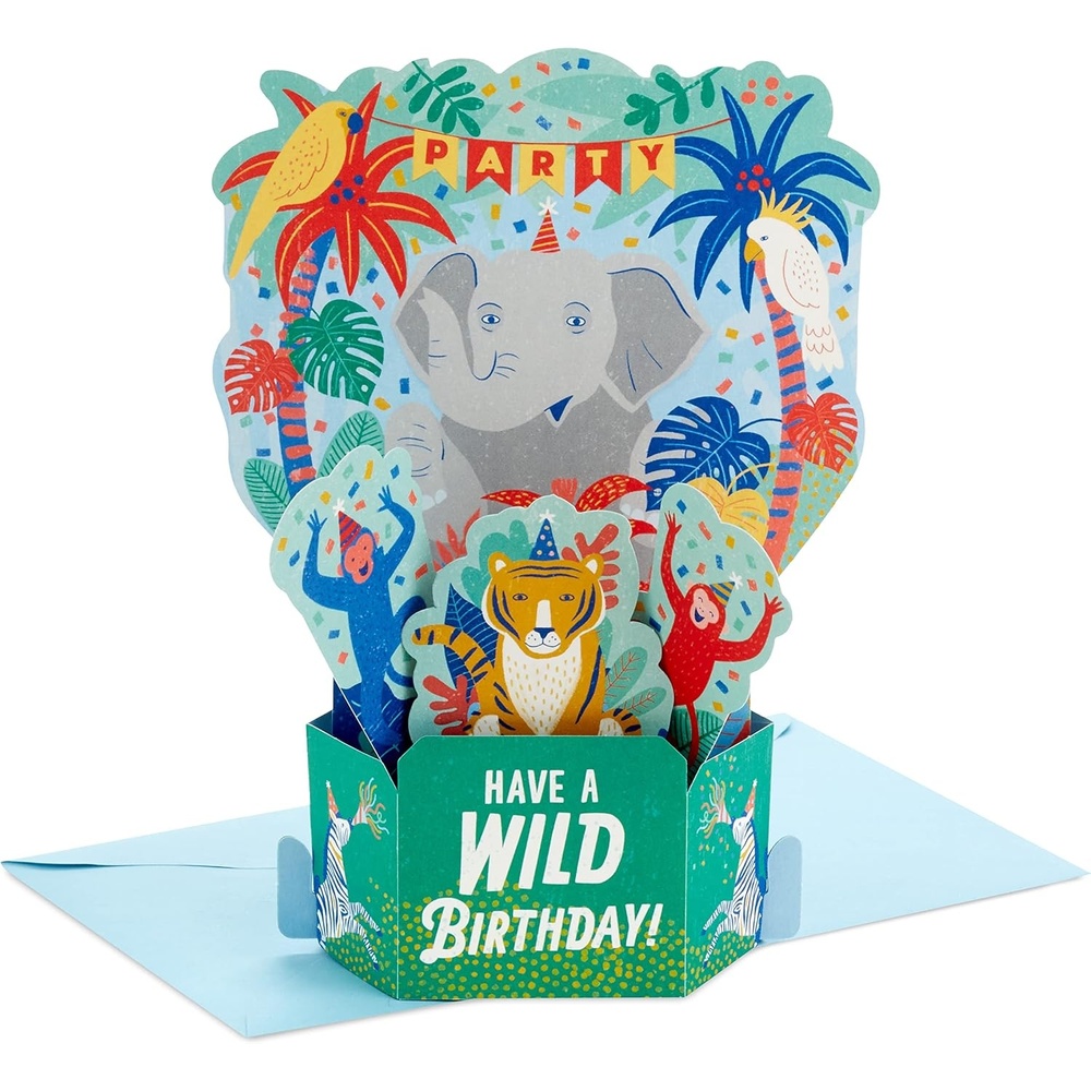 image:imageHallmark Paper Wonder Pack of Pop Up Birthday Cards for Kids Jungle Animals 8 3D Cards and Envelopes